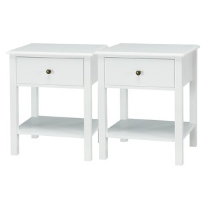 Tangkula 2PC End Table Nightstand w/Drawer & Shelf Bedroom Living Room Furniture Brown/Black/White - 1 of 4