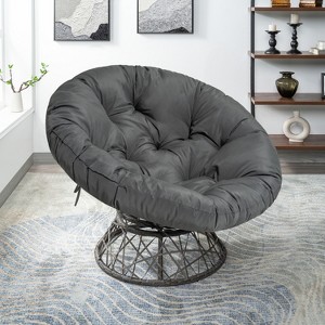 Home Imports Emporium Wicker Papasan Chair with Oversized Cushion & Swivel Base – Indoor Round Lounge Chair for Bedroom or Covered Patio - 1 of 4