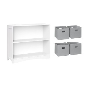 RiverRidge Kids' Playroom Horizontal Toy Organizer Bookshelf with Open Storage Shelves with 4 Fabric Bins - 1 of 4