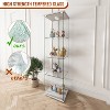 ORRD Modern Glass Display Cabinet with LED Lights, Tempered Glass Bookshelf with 4 Shelves & Wheels, Quick Assembly Antique Cabine,Black - 3 of 4
