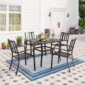 Captiva Designs 5pc Outdoor Patio Dining Set with Mesh Top Square Steel Table and Metal Chairs - 1 of 4