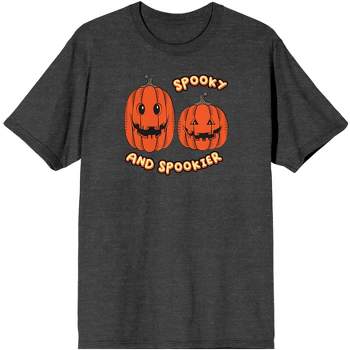 Halloween Pumpkins Tall and Short, Spooky and Spookier Men's Charcoal Heather Graphic Tee