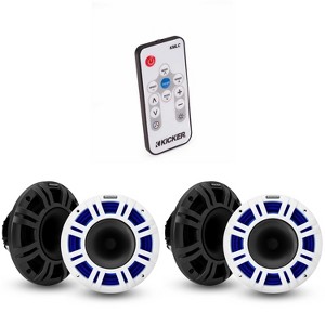 Kicker (2) 48KMXL8 8" 4-Ohm RGB-LED KMXL Horn-Loaded Marine Coaxial Speakers, Pairs  w/ LED Remote - 1 of 4