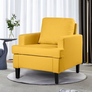 DOMETOUR Linen Fabric Single Armchair, Modern Upholstered Sofa Chair for Living Room Bedroom - 1 of 4