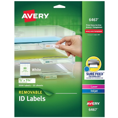 Avery Laser/Inkjet Identification Labels 1/2" x 1 3/4" White 80/Sheet 859571