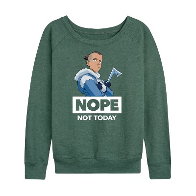 Women's - Avatar: The Last Airbender - Sokka Nope Lightweight French Terry Wide Neck Long Sleeve Shirt