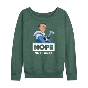 Women's - Avatar: The Last Airbender - Sokka Nope Lightweight French Terry Wide Neck Long Sleeve Shirt - 1 of 4