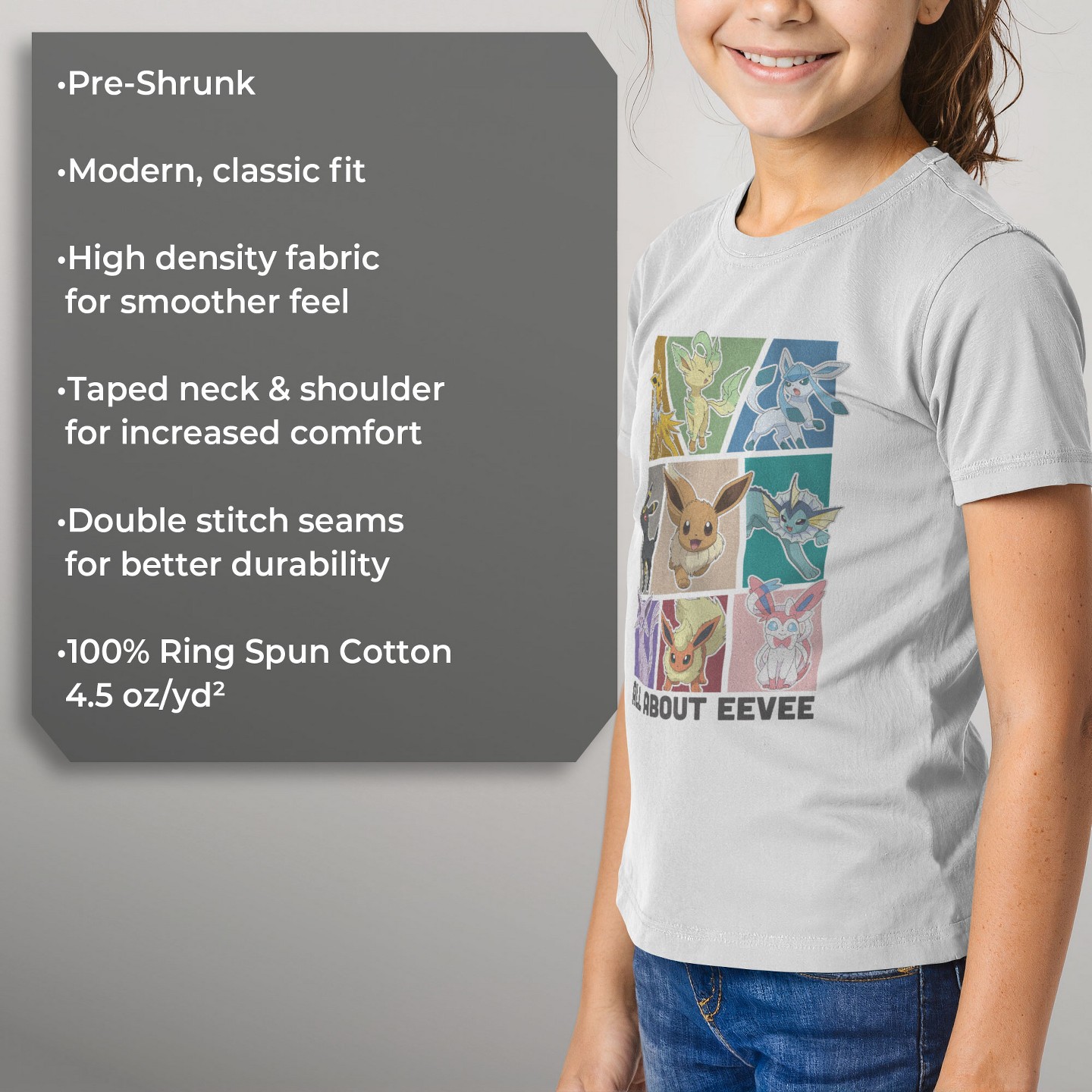 Футболка Pokemon All About Eevee Eeveeloution T-Shirt - White для девочек, цвет: Белый — фото 6