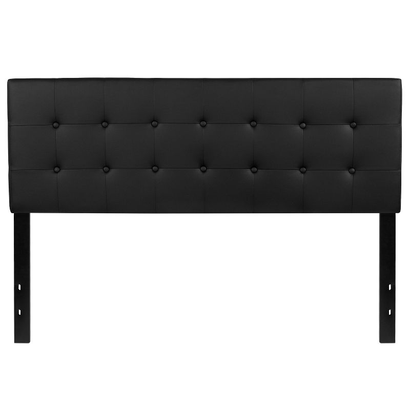 Emma and Oliver Button Tufted Upholstered Queen Size Headboard in Black Vinyl, 1 of 12