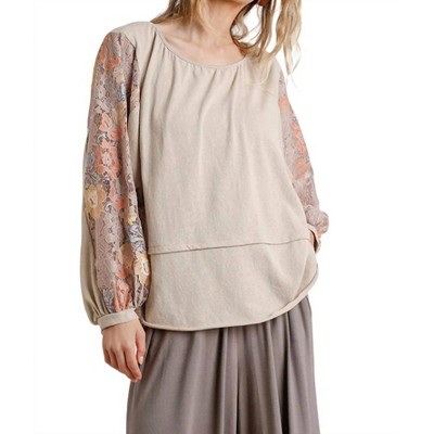 Women's Floral Lace Sleeve Top - umgee