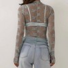 Women’s Floral Lace Slim-Fit Top – Sheer Stretch Tee with Baby Overlock Edge, Sexy & Versatile Cherie Code - 4 of 4