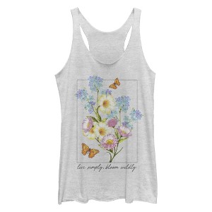 Women's Lost Gods Live Simply Bloom Wildly Racerback Tank Top - 1 of 4