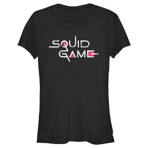 Juniors Womens Squid Game Distressed Logo Black T-Shirt - 1 of 4
