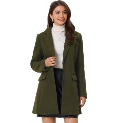 Women Winter Wool Coat Double Breasted Notch Lapel Business Work Office Dressy Midi Long Cardigan Pea Coats Cardigan