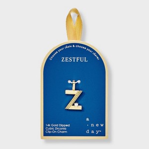 14K Gold Dipped Cubic Zirconia Ribbed Letter Charm - A New Day™ Gold - 1 of 2