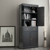 Tangkula Kitchen Cabinet Pantry Cupboard Freestanding w/Adjustable Shelves Black - 2 of 4