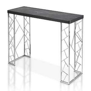 Sbragia Geometric Metal Legs Console Table Faux Marble - HOMES: Inside + Out: Chrome-Plated, Sleek Design for Entryway - 1 of 4