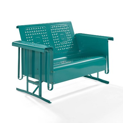 Bates Outdoor Loveseat Glider - Turquoise Gloss - Crosley