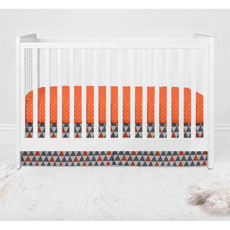 Bacati - Playful Fox Orange Gray 4 pc Crib Bedding Set with Diaper Caddy, 5 of 8