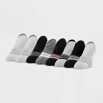 All Pro Women's 6+2 Bonus Pack Striped Sports Liner Athletic Socks - White/Black/Gray 4-10