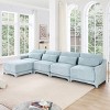 Modular Sectional Sofa, 4-Seater Chenille Fabric Couch with Ottoman, High-Resilience Foam and Wood Frame – Cuddlewood - 2 of 4