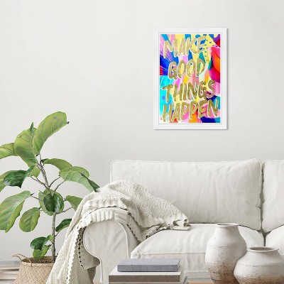 15" x 21" Motivational Typography and Quotes Framed Wall Art Print Gold - Wynwood Studio