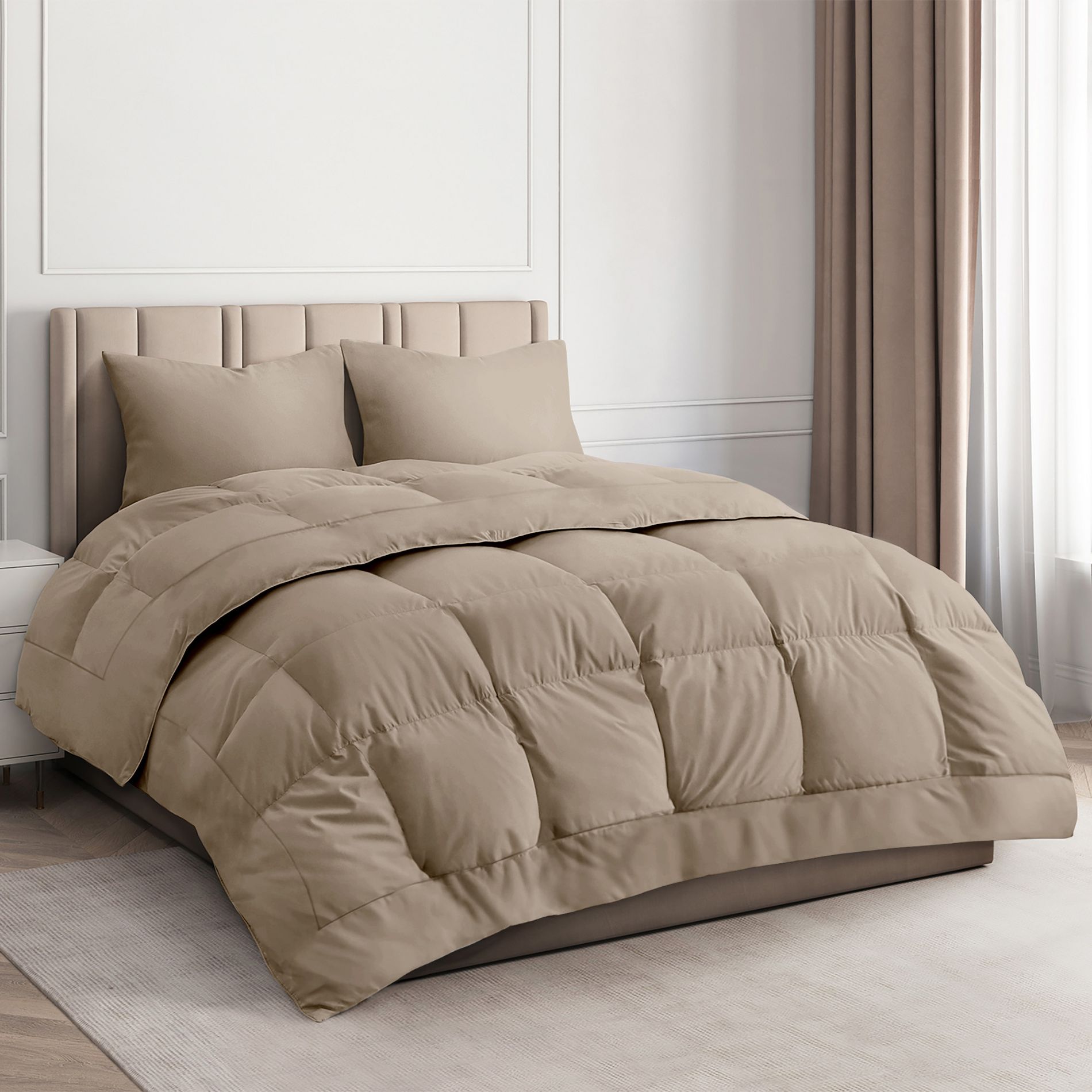 CGK Linens Premium All-Season Down Alternative Comforter - Fluffy Oversized Duvet Insert in Cream, Size Twin