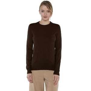 JENNIE LIU Women's 100% Pure Cashmere Long Sleeve Crew Neck Pullover Sweater - 1 of 3