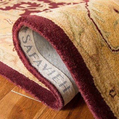 Burgundy and Gold High Pile Wool Area Rug