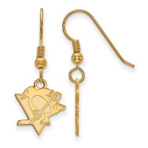 Black Bow Jewelry 14k Yellow Gold Plated Sterling Silver Pittsburgh Penguins NHL Dangle Earrings - 1 of 3