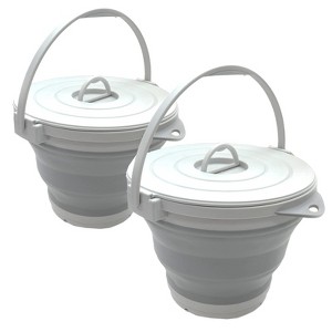 SAMMART Set of 2-10L (2.64Gallon) Collapsible Fishing Bucket with Locking Lid, 31cm Dia. - 1 of 4
