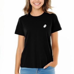 Dalix Ghost Embroidered Cotton Relaxed Fit Short Sleeve Crewneck Tee Shirt Women - 1 of 4