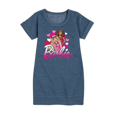 - Barbie - BFF Hearts Graphic Short Sleeve Fleece Dress