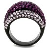 Slickblue Women's Layered Crystal Ring in IP Black – Purple, Fuchsia, Light Pink Stones, Full Band Effect, Sizes 5–10 - 3 of 4