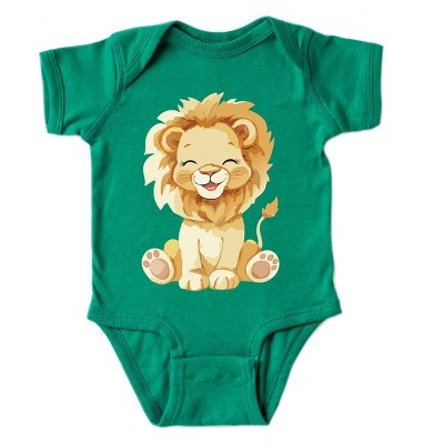 The Juniper Shop Watercolor Lion Baby Short Sleeve Bodysuit - 12M - Kelly