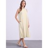 INSPIRE CHIC Women's Linen Sleeveless Crew Neck Shift with Pockets Casual Midi Dress - 2 of 4