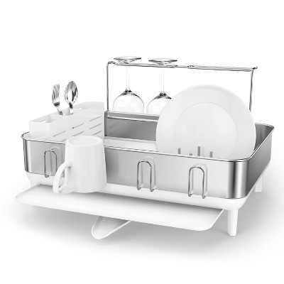 simplehuman Large Steel Frame Dishrack White Stainless Steel