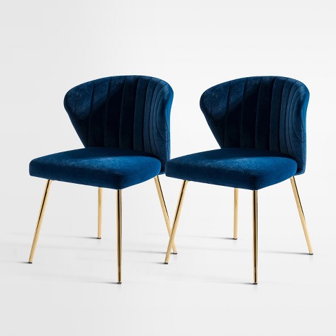 Isaac Velvet Accent Dining Chair Set Of 2 | Karat Home - Navy : Target