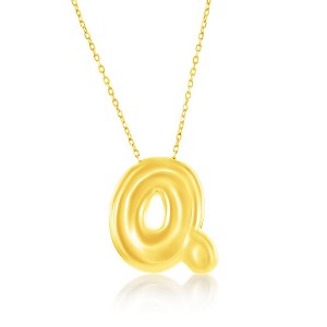 Bella Silver Sterling Silver, Bubble Initial Necklace - Gold Plated - 1 of 2