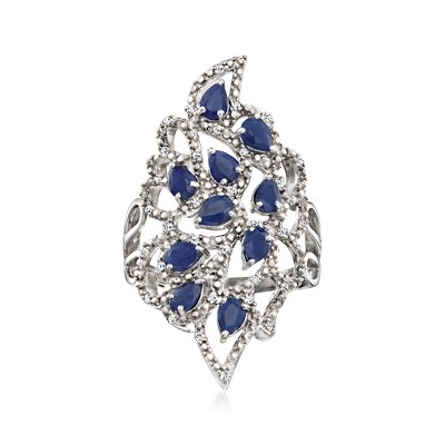 Ross-Simons 1.90 ct. t.w. Sapphire and .18 ct. t.w. Diamond Ring in Sterling Silver