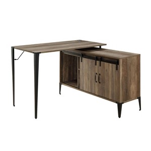 NicBex Rustic Oak Finish L-Shaped Corner Desk for Study&Office,Home Office Desk Computer Desk with Cable Hole&Tapered Legs,Home Workstation - 1 of 4