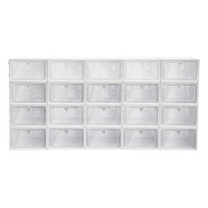YIYIBYUS Modern 20Pcs Stackable Plastic Shoe Boxes, White - 1 of 4