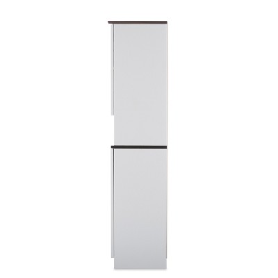 Lauren White and Dark Brown Two-Tone China Cabinet with Glass Door