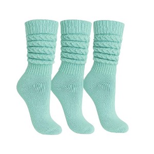 Women’s Slouch Socks Cotton Slouchy Knee-High Boot Socks 3 Pairs Scrunch Breathable Extra Long All-Season Comfort - 1 of 4