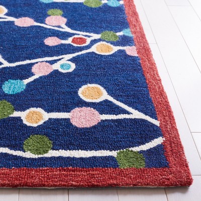 Handmade Blue Floral Wool Tufted Area Rug