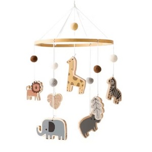 embe Nursery Hanging Mobile, Wooden Animal Safari - 1 of 4
