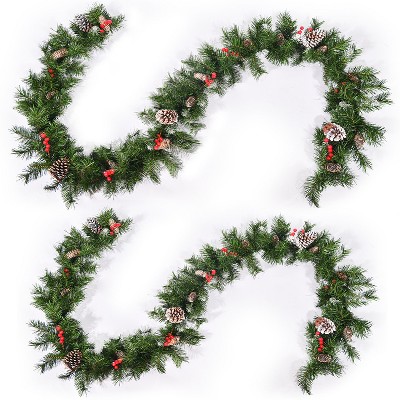 Christopher Knight Home Maeve 9’X10’’ Mixed Frosted Garland with Warm White Lights(Set of 2)