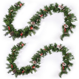 Christopher Knight Home Maeve 9’X10’’ Mixed Frosted Garland with Warm White Lights(Set of 2) - 1 of 4