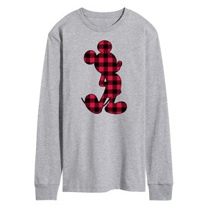 Men's - Disney - Mickey Plaid Long Sleeve Graphic T-Shirt - 1 of 4