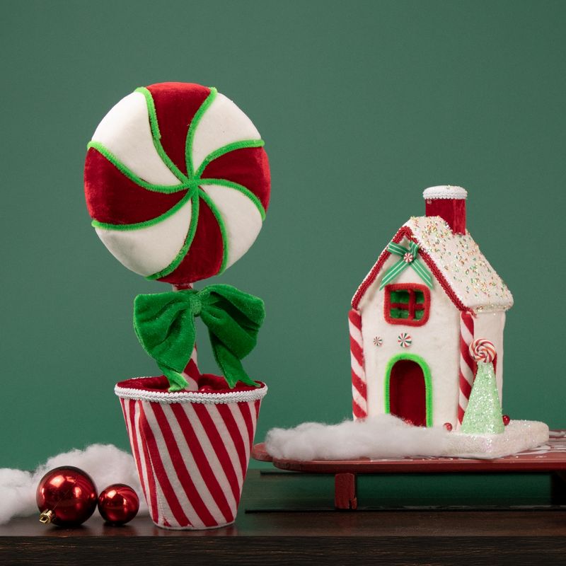 Northlight 11" White and Red Peppermint Candy House Christmas Decoration, 3 of 10